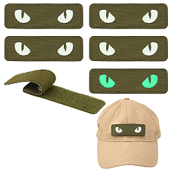 Темно-оливково-зеленый 6 шт. светящиеся ленты-липучки из ткани Оксфорд, Прямоугольник с глаз, темно-оливковый зеленый, 30x90x4 мм