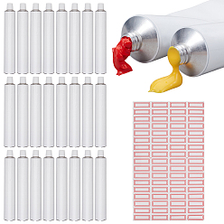Blanc Tube en aluminium vierge pour peinture à l'huile, papier d'étiquette vierge autocollant, rectangle, blanc, 140x22mm