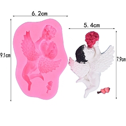Angel & Fairy DIY Silicone Molds, Fondant Molds, Resin Casting Molds, for Chocolate, Candy, UV Resin & Epoxy Resin Craft Making, Hot Pink, Angel & Fairy, 91x62x17mm