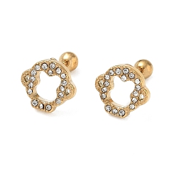 Monkey 304 Stainless Steel Crystal Rhinestone Animal Cartilage Earrings, Real 18K Gold Plated, Monkey, 10.5x11mm