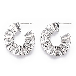 Платинированный Латунные серьги, лента, Реальная платина, 29x8 мм