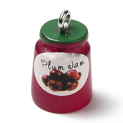 Фиолетовый Непрозрачные подвески из искусственной смолы, подвески-джемы с железными петлями с платиновым покрытием, фиолетовые, 17.5x11 мм, отверстие : 1.8 мм