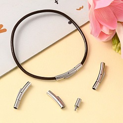 Stainless Steel Color 316 Surgical Stainless Steel Bayonet Clasps, Column, Stainless Steel Color, 30x6mm, Hole: 3mm