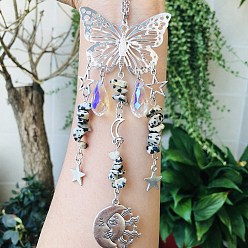 Далматинских Джаспер Натуральная далматинская яшма бабочка висит подвеска в виде ловца солнца украшение, подвески с хрустальным шаром в виде солнечной звезды, 230 мм