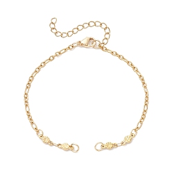 Золотой 304 изготовление браслетов из цепочек-листовидных звеньев из нержавеющей стали, золотые, 7-1/8 дюйм (18 см)