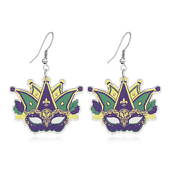 Другие Серьги-подвески из деревянных перьев для карнавальной вечеринки, платина, очки кадр, 53x40 мм