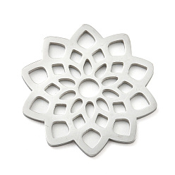 Нержавеющая Сталь Цвет Не тускнеет 304 многожильные звенья из нержавеющей стали, подвески в форме цветка, лазерная резка, цвет нержавеющей стали, 24.5x23.5x1 мм, отверстие : 3.5x3.5 мм