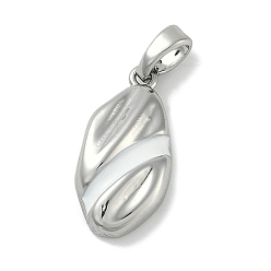 Oval Латунь эмаль подвески, без кадмия, без никеля и без свинца, платина, овальные, 18x9x3.5 мм, отверстие : 4x2 мм