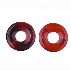 Красный Акриловые ссылки, Стиль имитация драгоценных камней, пончик / пи-диск, красные, 43x4 мм, Отверстие : 2.5 мм , около 110 шт / 500 г
