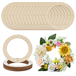 Antique White 28Pcs Unfinished Wood Wreath Frames, Ring, Antique White, 200x2mm, Hole: 4mm, Inner Diameter: 150mm