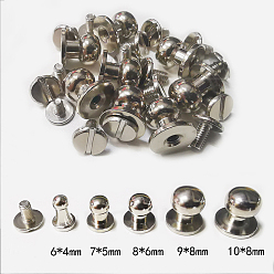 Платина Набор латунных заклепок, круглые, для кошелька сумочка обувь кожаный ремень для одежды, платина, 7x5 мм
