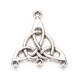 Античное Серебро Тибетский стиль компоненты сплава люстра ссылки, треугольник узла желаний, без кадмия и без свинца, античное серебро, 28.5x25x2 мм, отверстие : 2 мм, Около 450 шт / 1000 г