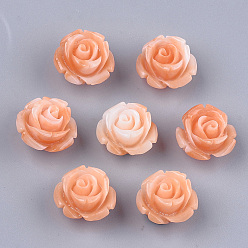Коралловый Синтетических коралловых бусин, окрашенные, цветок, коралл, 12~13x12~13x8~9 мм, отверстие : 1.2 мм