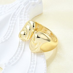 Настоящее золото 18K Латунные кольца-манжеты для женщин, без кадмия и без свинца, овальные, реальный 18 k позолоченный, внутренний диаметр: 17.4 мм