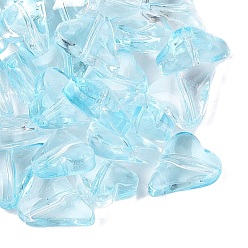 Sky Blue Transparent Glass Beads, Heart, Dyed & Hearted, Sky Blue, 12x10x5~5.5mm, Hole: 1~1.2mm, about 1587pcs/1000g