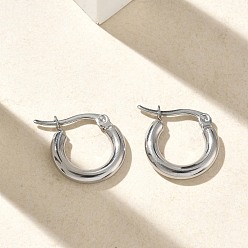 Нержавеющая Сталь Цвет 304 серьги из нержавеющей стали для женщин, Кольцевая форма, цвет нержавеющей стали, 16x18x3 мм