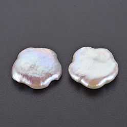 Seashell Color Natural Keshi Pearl Beads, Cultured Freshwater Pearl, No Hole/Undrilled, Flower, Seashell Color, 18~21x18~21x4~5mm