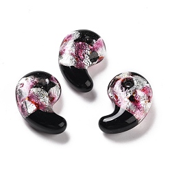 Pink Светящиеся бусины ручной работы из серебряной фольги лэмпворк, форма магатамы, розовые, 31x20x11 мм, отверстие : 3 мм