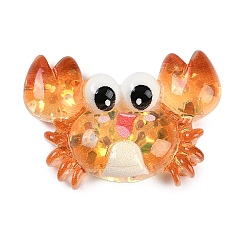 Краб Кабошоны из смолы на тему морских организмов, с блестка, краб, 21x30x8 мм