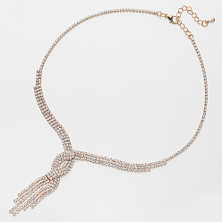 Золотой Женские ожерелья из сплава с кисточками, полностью украшенные кристаллами и стразами, золотые, 15.75 дюйм (40 см)