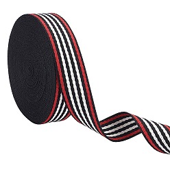 Mixed Color Polyester Braid Ribbon, Flat, Stripe Pattern, Garment Accessories, Colorful, 1-3/8 inch(36x1mm), about 10 yards/bundle