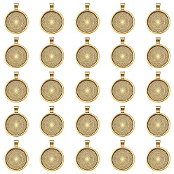 Античное Золото Сеттинги для кулона(кабошонов), сплав, чашки безель с краями, DIY фурнитура для ювелиных изделий, античное золото , лоток : 24.5 мм, 37x28x6.5 мм, отверстие : 6x4 мм