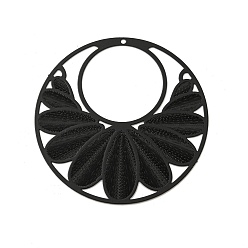 Плоский Круглый Напечатанный методом распыления 430 подвески из нержавеющей стали, гравированные металлические украшения, чёрные, плоско-круглые, 46x0.3 мм, отверстие : 1.4 мм