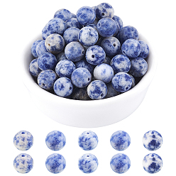 Blue Spot Jasper Natural Blue Spot Jasper Beads Strands, Frosted, Round, 8mm, Hole: 1mm, about 47pcs/strand, 15.5 inch(39.37cm), 2strands/box