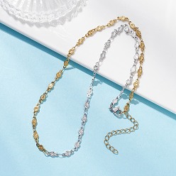 Золотой & Цвет Нержавеющей Стали 304 Женские ожерелья из нержавеющей стали с цепочкой в виде листьев и цветов, золотые и нержавеющая сталь цвет, 17.83 дюйм (45.3 см)