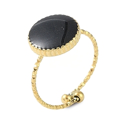 Настоящее золото 18K Ионное покрытие (IP) 304 плоские круглые открытые манжеты из нержавеющей стали с эмалью для женщин, реальный 18 k позолоченный, размер США 8 1/2 (18.5 мм)