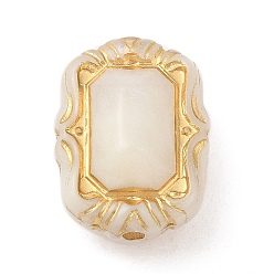 Белый Покрытие акриловыми шариками, золотой металл обвитыми, прямоугольные, белые, 18x13x8.5 мм, отверстие : 1.6 мм, Около 515 шт / 500 г