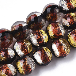 Разноцветный Серебряная фольга из нержавеющей стали, круглые, красочный, 10.5x9.5~10.5 мм, отверстие : 1 мм, около 50 шт / нитка, 19.29 дюйм ~ 19.69 дюйм