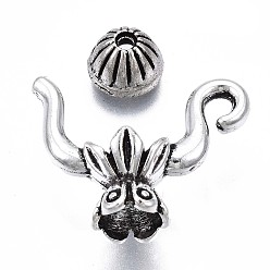 Античное Серебро Тибетский стиль сплава шарика кадра, наборы крышек для чайников, без кадмия и без свинца, без бусинок, античное серебро, 15x19x8.5 мм, отверстие : 1.6 мм, Около 640 шт / 1000 г