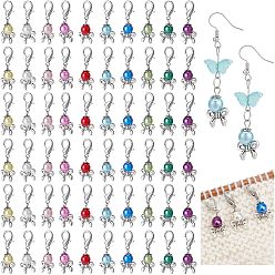 (52) Непрозрачная лаванда 60шт. тибетский стиль подвеска из акриловых бусин украшения, подвески из сплава с бантом и застежками-лобстерами, для брелка, кошелек, украшение для рюкзака, маркер стежка, разноцветные, 36 мм