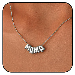 Нержавеющая Сталь Цвет Латунные подвески со словом мама на день матери, цвет нержавеющей стали, 17.72 дюйм (45 см)
