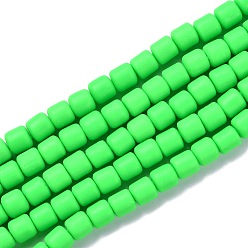 Lawn Green Handmade Polymer Clay Bead Strands, Column, Lawn Green, 6.5x6mm, Hole: 1.2mm, about 61pcs/strand, 15.75 inch(40cm)