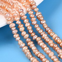 Sandy Brown Natural Cultured Freshwater Pearl Beads Strand, Flat Round, Sandy Brown, 3~6.5x3~6.5x1.5~4mm, Hole: 0.6mm, about 126~134pcs/strand, 13.58~13.98 inch(34.5~35.5cm)