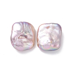 Lilac Natural Keshi Pearl Beads, Cultured Freshwater Pearl, No Hole/Undrilled, Rectangle, Lilac, 17~18x14.5x6~8mm
