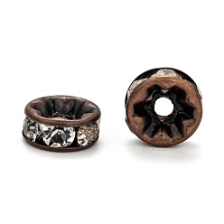 Кристалл Латунные бусины-рондель из стразов, Красная медь, кристалл, 8x4 мм, отверстие : 1.5 мм