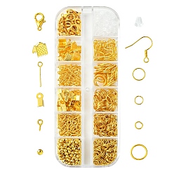 Золотой Наборы для изготовления ювелирных изделий своими руками, в том числе застежки-клешни из цинкового сплава, железное открытое кольцо, булавки, обжимной конец, бусины и крючки для сережек, пластиковые гайки для ушей, золотые, 786 шт / комплект