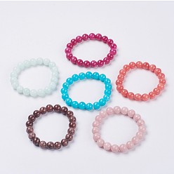 (52) Непрозрачная лаванда Браслет из натурального желтого нефрита из бисера, окрашенные, круглые, разноцветные, 2 дюйм (5 см), бусины : 6 мм