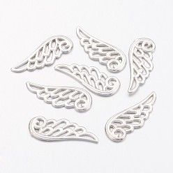 Платина Сплавочные подвески тибетского стиля, без свинца и без кадмия, крыло, платина, 24x9.5x1.5 мм, отверстие : 1.5 мм