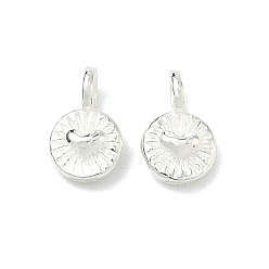 Плоский Круглый 925 серебряные шармы, серебряный цвет гальваническим, с печатью 925, плоско-круглые, 7.5x5x2~3 мм, отверстие : 1.6 мм