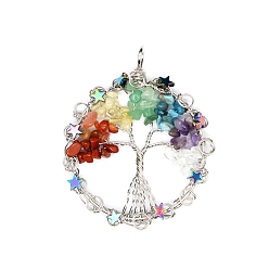 Смешанные камни Подвески из смешанных драгоценных камней с металлической проволокой, 65x54 мм