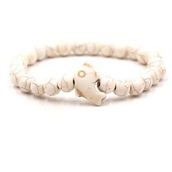 Говлит Браслеты из синтетического говлита и бирюзы, эластичные для мужчин и женщин, круглый и дельфиновый