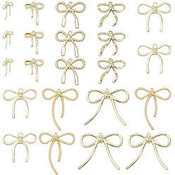 Золотой 42 шт. 7 стили подвески-бантики из сплава, золотые, 19~44x12~42x2~6 мм, отверстие : 1~3 мм, 6 шт / стиль