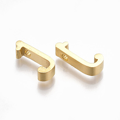 Letter J 304 Stainless Steel Pendants, Golden, Letter, Letter.J, 13x6x3mm, Hole: 1.8mm