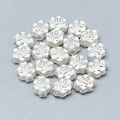 Argent 925 perles en argent sterling, fleur avec noeud, argenterie, 10x8x5mm, Trou: 2mm