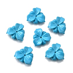 Темно-Голубой Синтетические бирюзовые бусины, цветок, 18.5x18.5~19x4.5~5 мм, отверстие : 1 мм