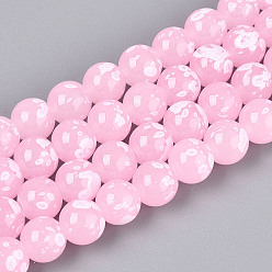 Бледно-Розовый Выпечка краска бисер пряди, круглые, розовый жемчуг, 10~10.5 мм, отверстие : 1.2~1.5 мм, около 83~84 шт / нитка, 30.71~30.91 дюйм (78~78.5 см)